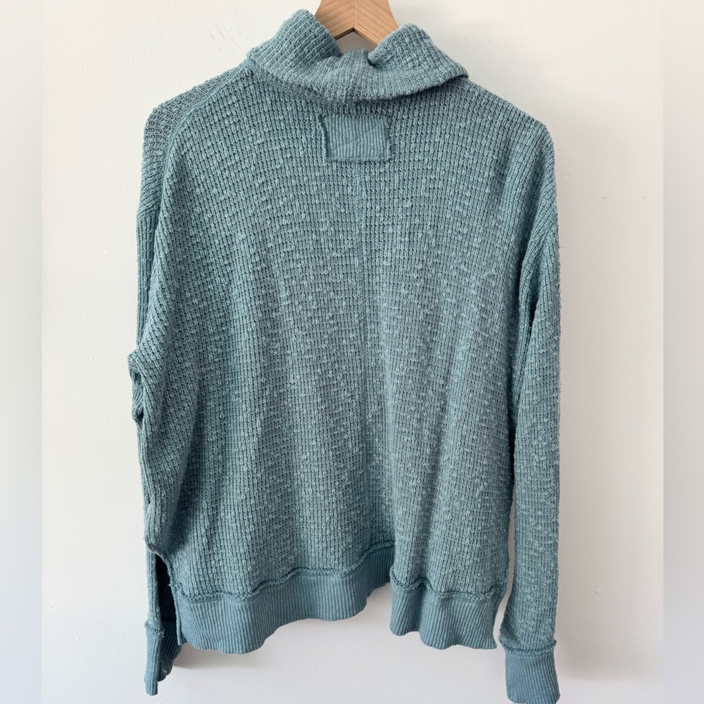 We The Free x Free People Teal Cowl Neck Sweater Small - Picture 3 of 7